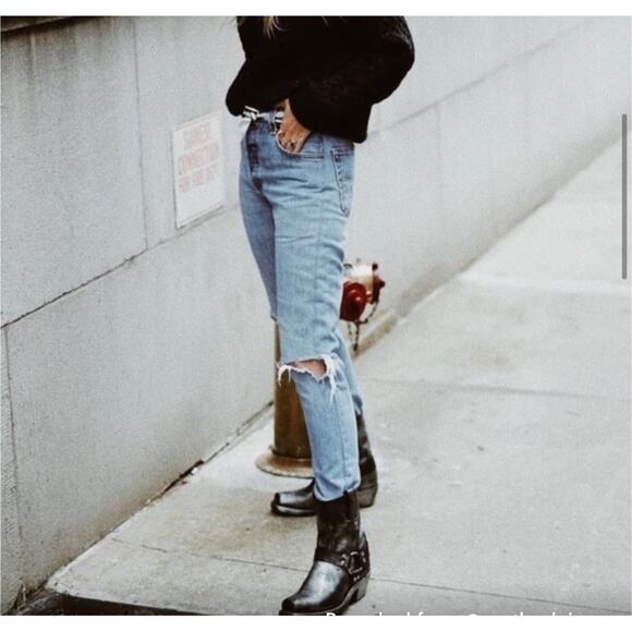 Frye Vintage Smoke Black Leather Square Toe Ankle Harness Boot Size 6 - Picture 10 of 11